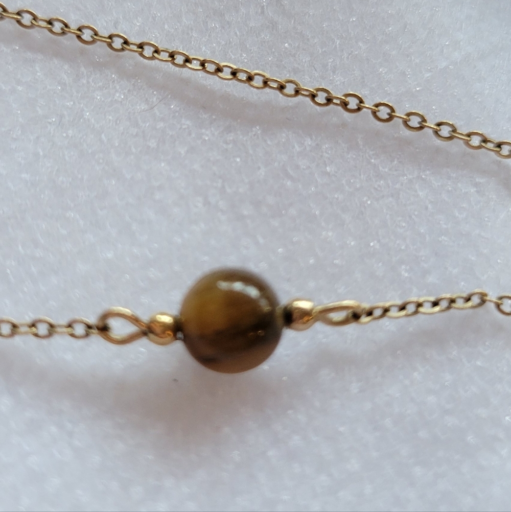 Vintage 12k GF Gold and Brown Tiger Eye Beaded Necklace - Picture 7 of 10
